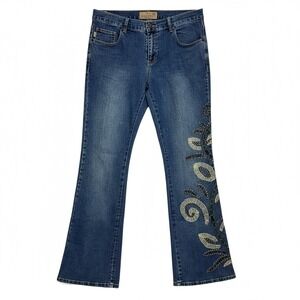 Crest Jeans Women's Bootcut Embellished Jeans W13/14 Blue Denim Flare‎